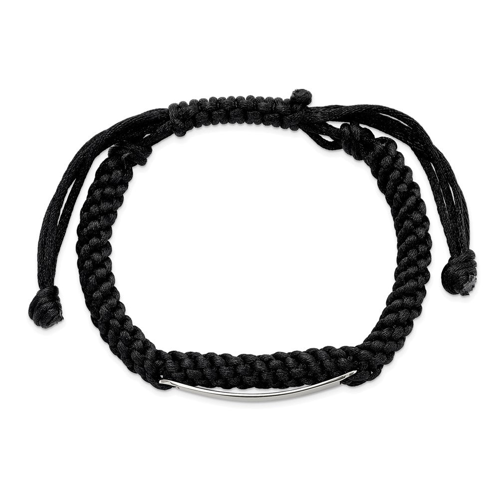 Chisel Stainless Steel Polished Black Fabric Adjustable ID Bracelet