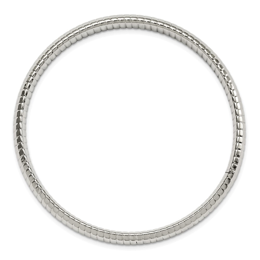 Chisel Stainless Steel Polished and Textured Hollow Bangle