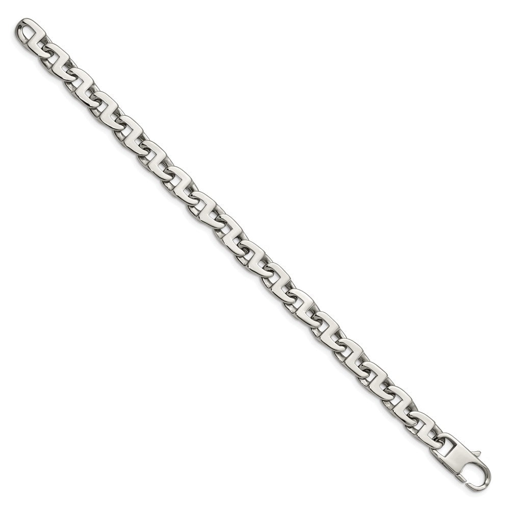 Chisel Stainless Steel Polished 8.5 inch Fancy Square Link Bracelet