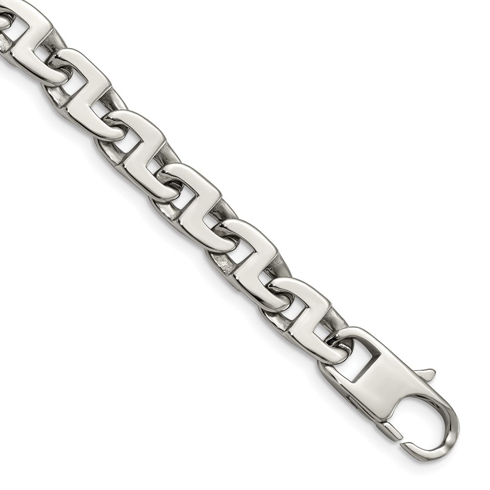 Chisel Stainless Steel Polished 8.5 inch Fancy Square Link Bracelet