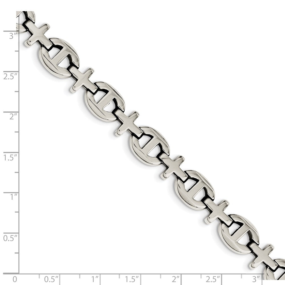 Chisel Stainless Steel Polished 8.5 inch Cross Link Bracelet