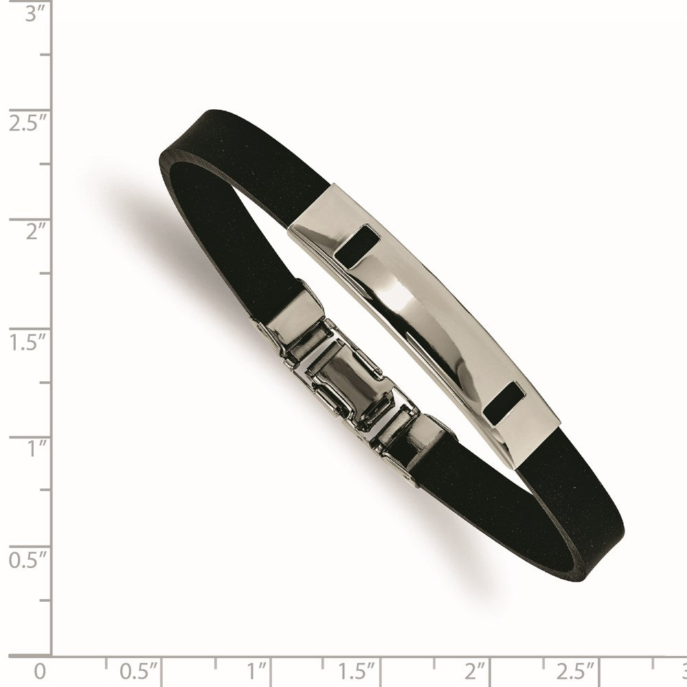 Stainless Steel Black Rubber 8.5in Bracelet