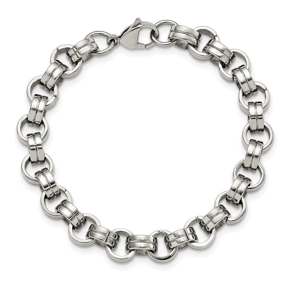 Chisel Stainless Steel Polished 8 inch Circle Link Bracelet