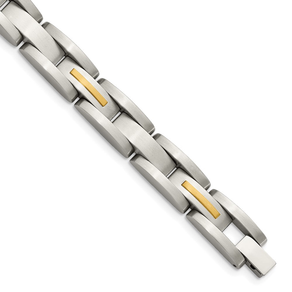 Chisel Stainless Steel with 14k Gold Accent Brushed 8 inch Link Bracelet