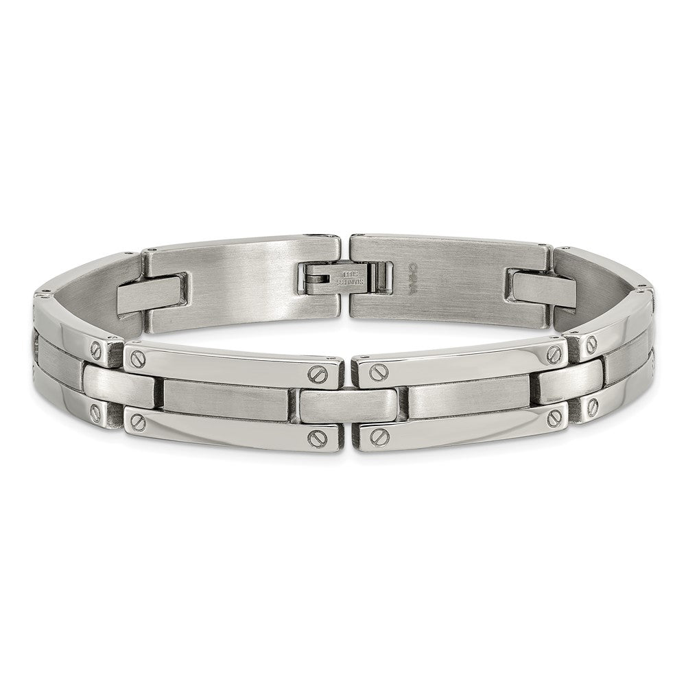 Chisel Stainless Steel Brushed and Polished 8.5 inch Link Bracelet