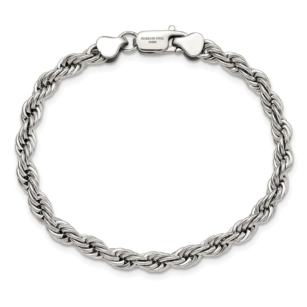 Chisel Stainless Steel Polished 6mm 8.5 inch Rope Bracelet