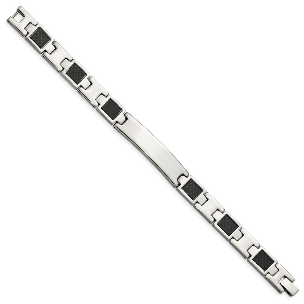 Chisel Stainless Steel Brushed and Polished Black Carbon Fiber Inlay 8.5 inch ID Bracelet