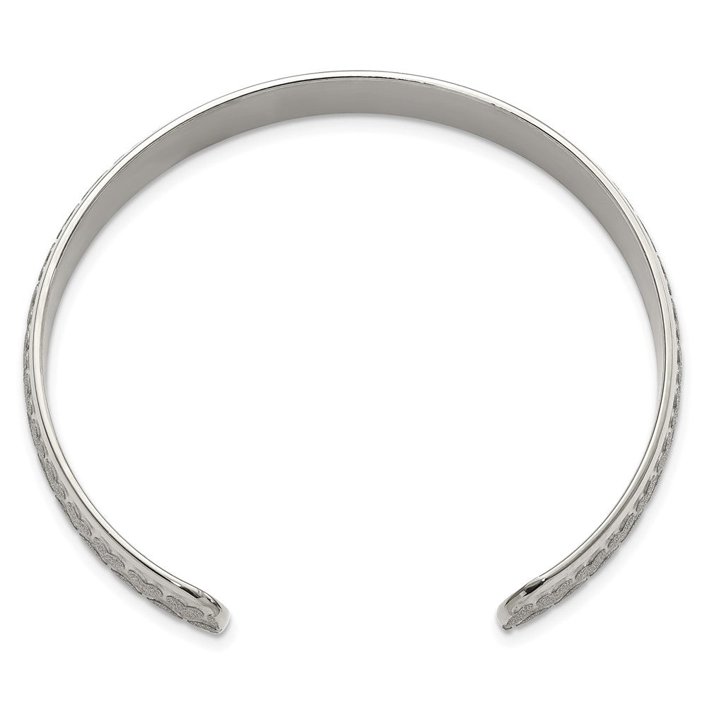 Stainless Steel Polished & Laser-cut Hearts Cuff Bangle