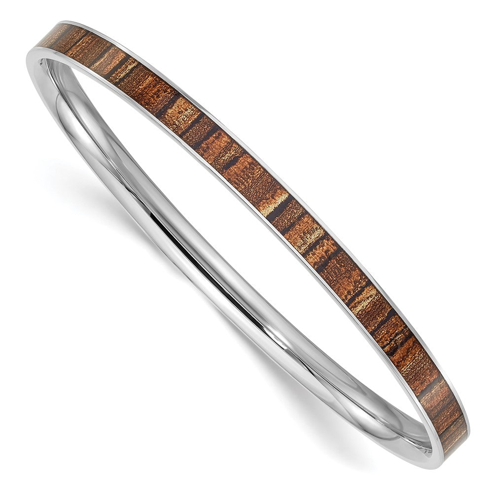 Stainless Steel Polished Brown and Black Enameled Bangle