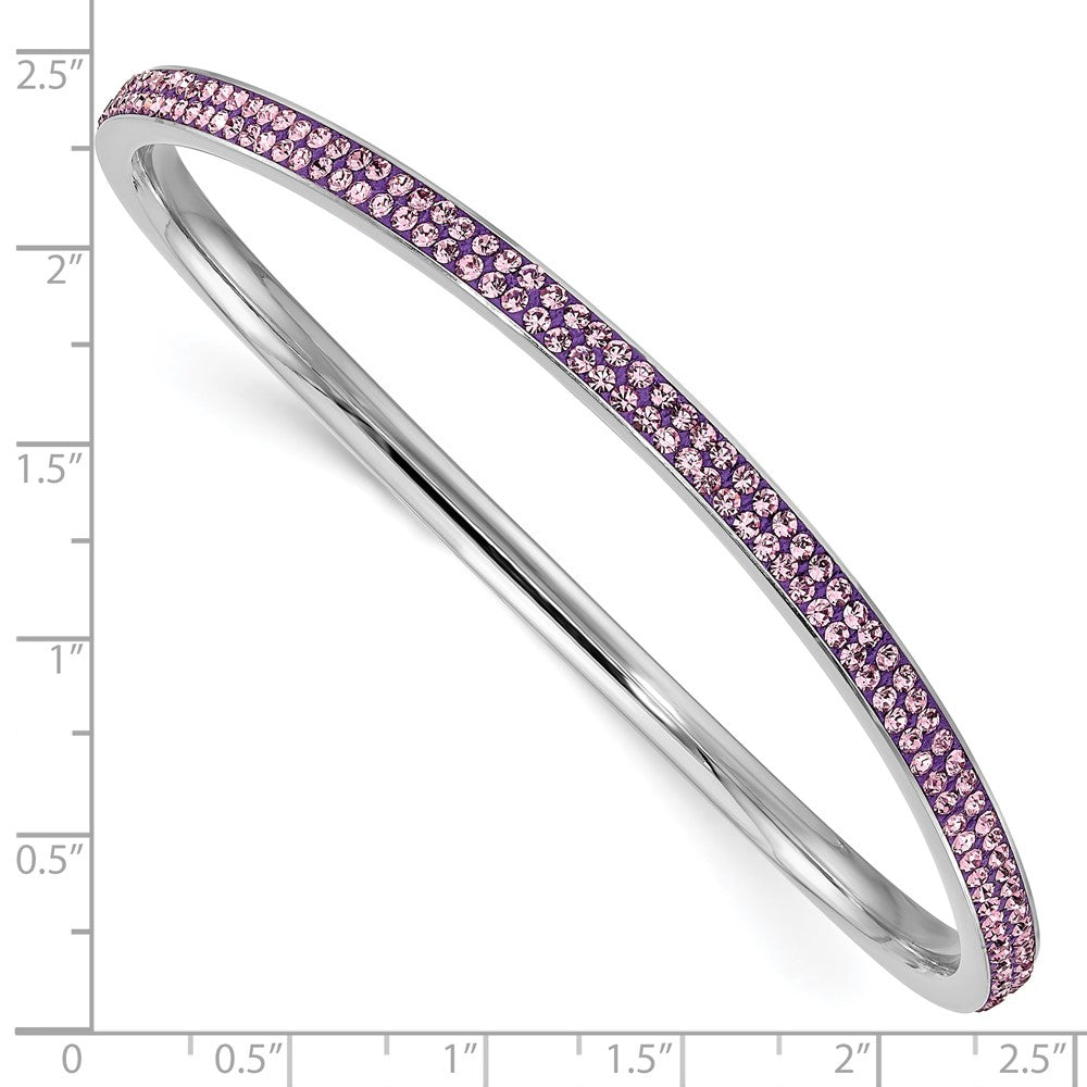 Stainless Steel Polished Light Purple Crystal Wavy Bangle