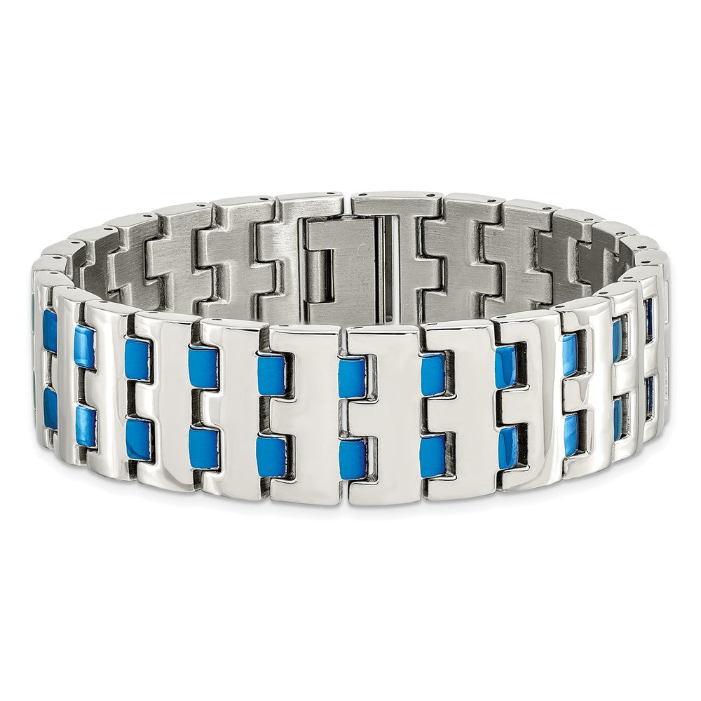 Chisel Stainless Steel Polished Blue IP-plated 8 inch Link Bracelet