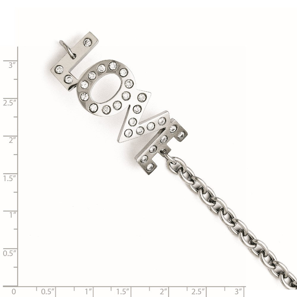 Stainless Steel CZ Love Polished Bracelet