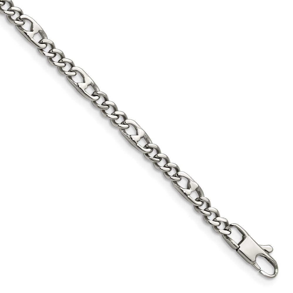 Chisel Stainless Steel Polished 4mm 8.5 inch Figaro Bracelet