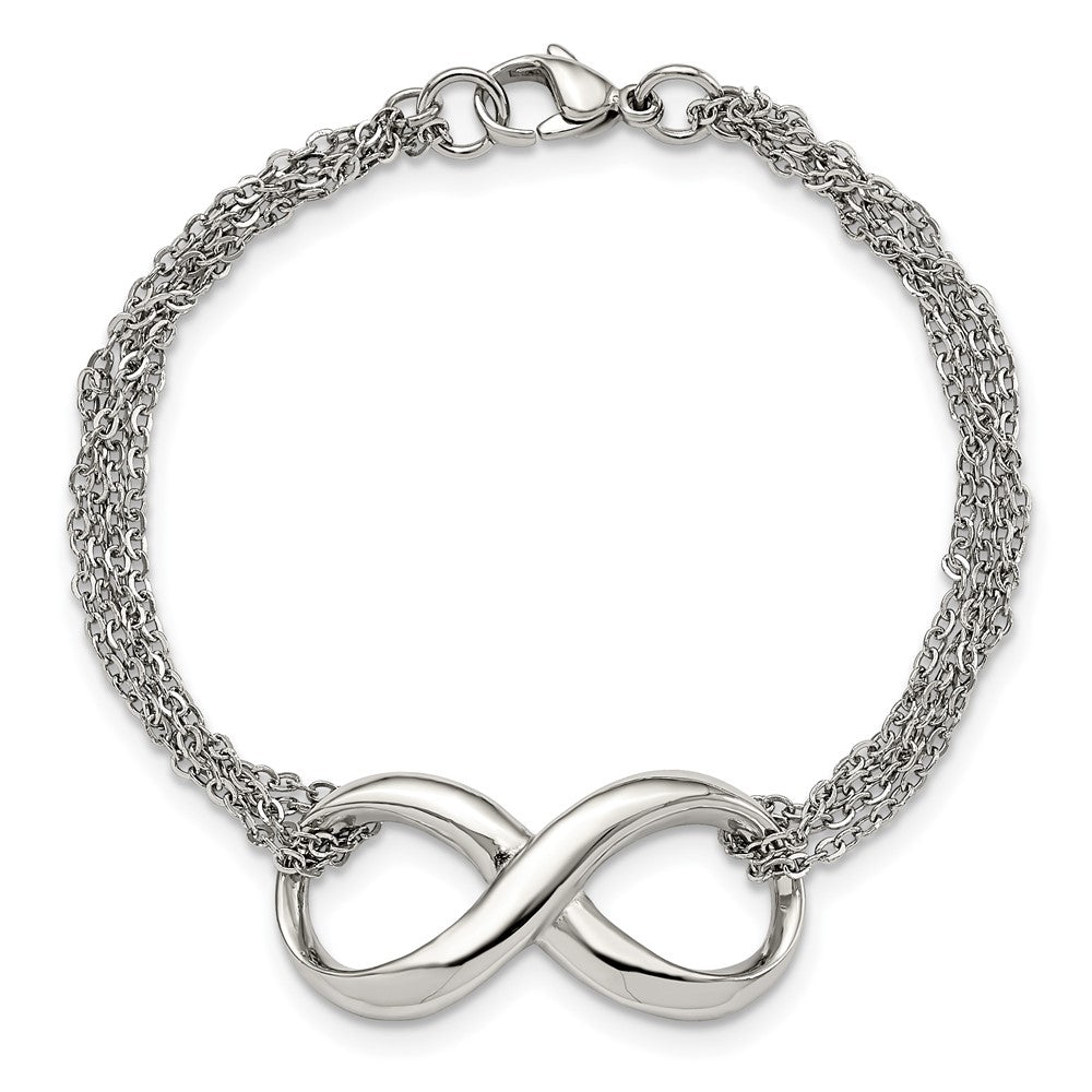 Chisel Stainless Steel Polished Infinity Symbol 7.5 inch Multi-Strand Bracelet