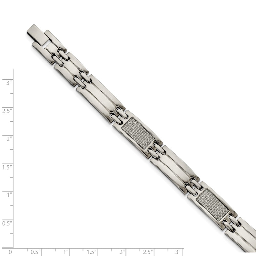 Chisel Stainless Steel Polished with Grey Carbon Fiber Inlay 8.5 inch Link Bracelet