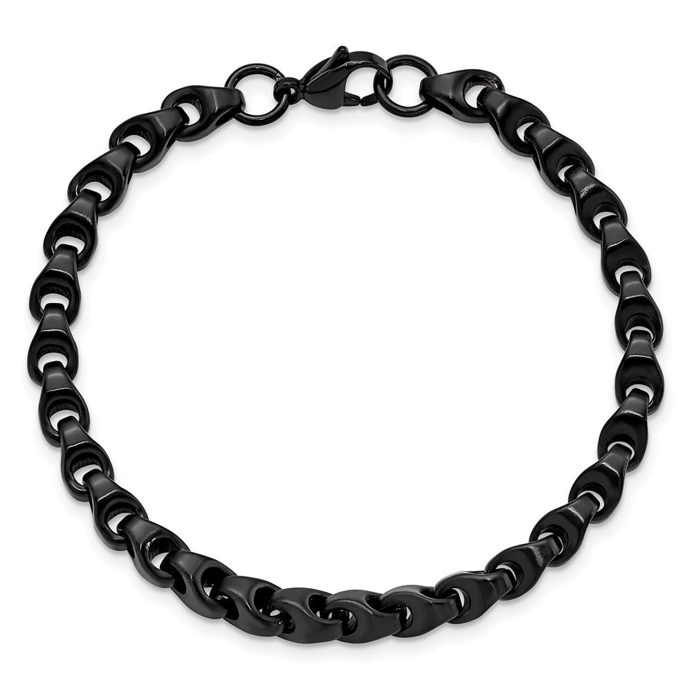 Chisel Stainless Steel Polished Black IP-plated 9 inch Bracelet