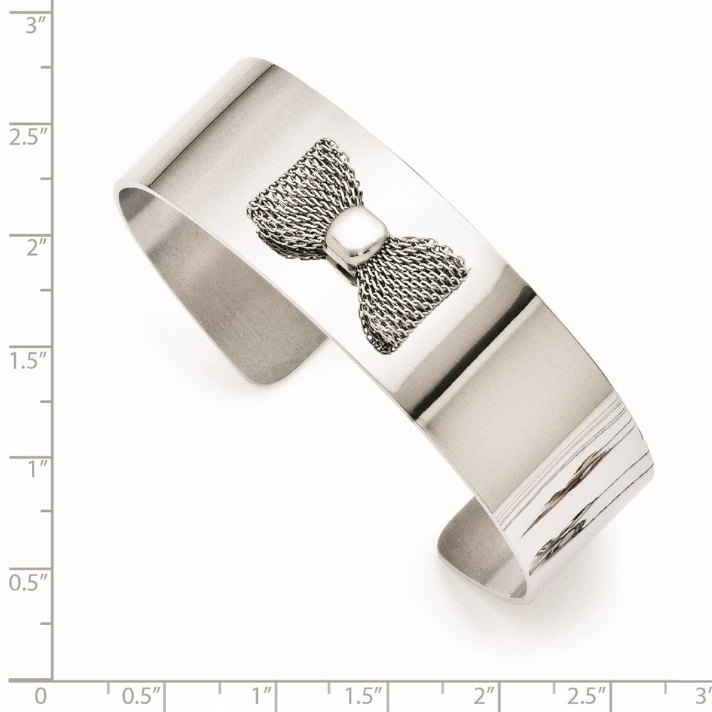 Stainless Steel Mesh Bow Tie Polished Bangle