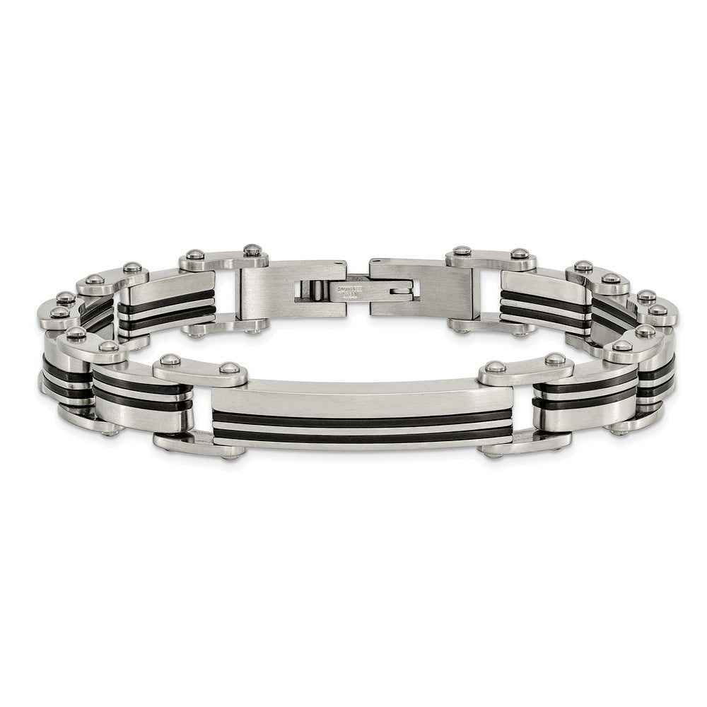 Chisel Stainless Steel Brushed Black IP-plated 8.75 inch Link Bracelet