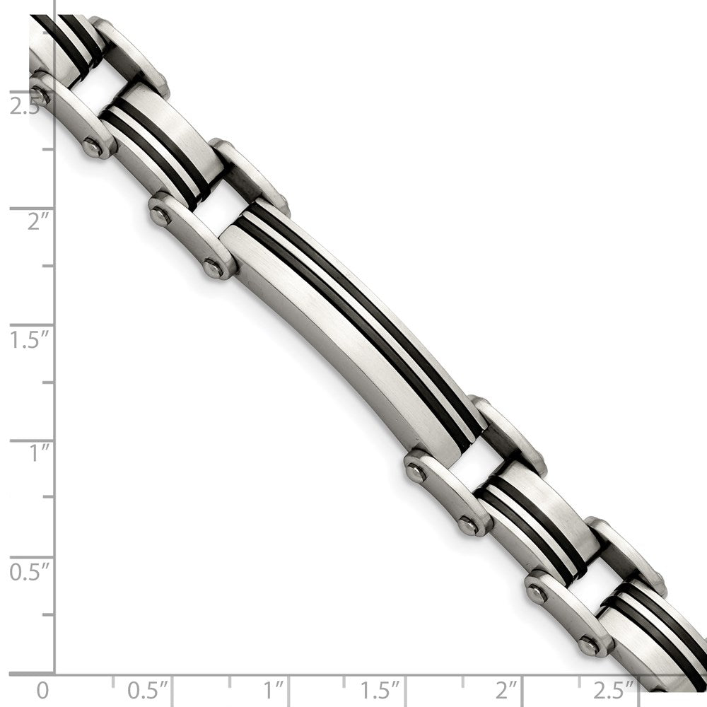 Chisel Stainless Steel Brushed Black IP-plated 8.75 inch Link Bracelet