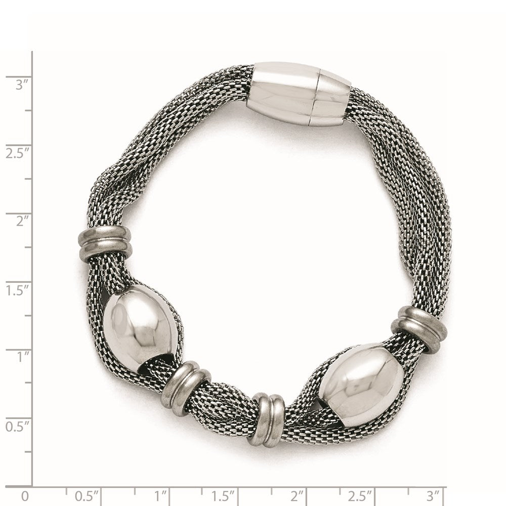 Stainless Steel Polished and Brushed Beads Twisted Bracelet