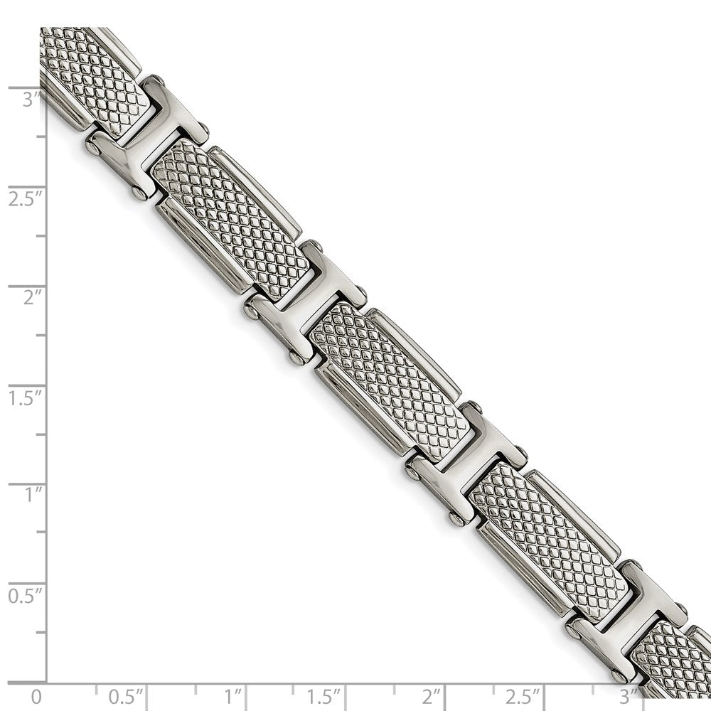 Chisel Stainless Steel Polished and Textured 8.5 inch Link Bracelet