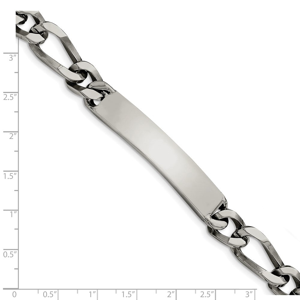 Chisel Stainless Steel Polished Figaro 9.25 inch Large ID Bracelet