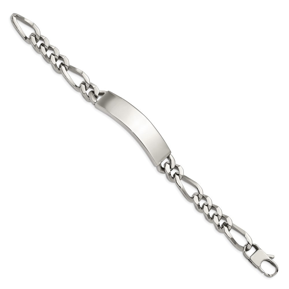 Chisel Stainless Steel Polished Figaro 9 inch Large ID Bracelet