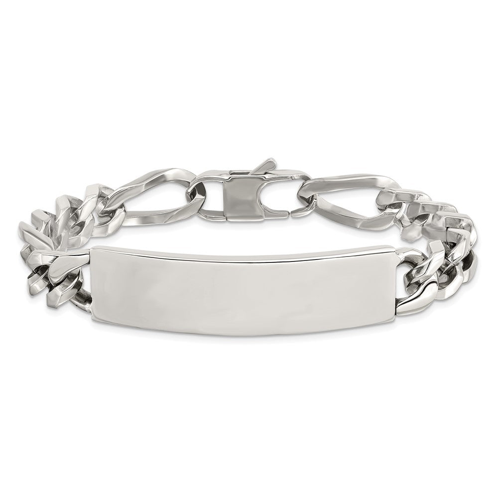 Chisel Stainless Steel Polished Figaro 9 inch Large ID Bracelet