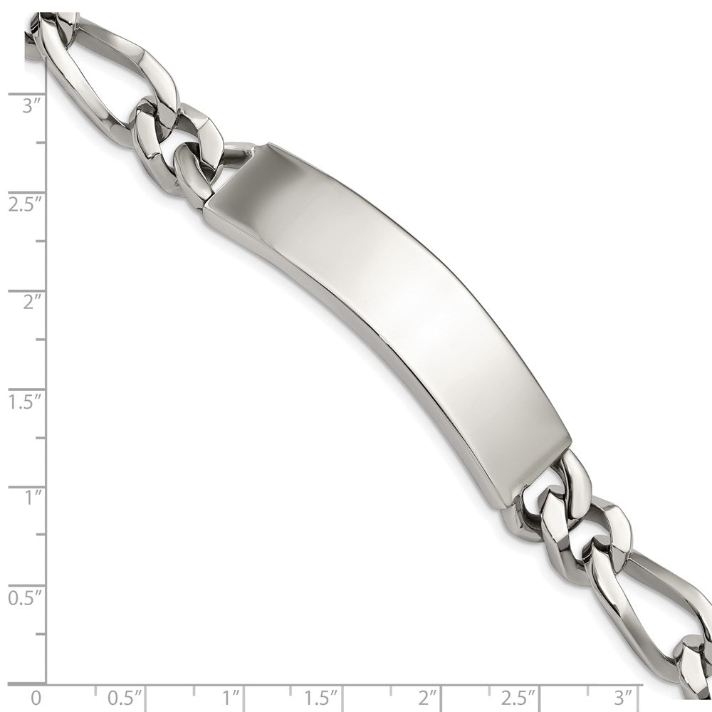 Chisel Stainless Steel Polished Figaro 9 inch Large ID Bracelet