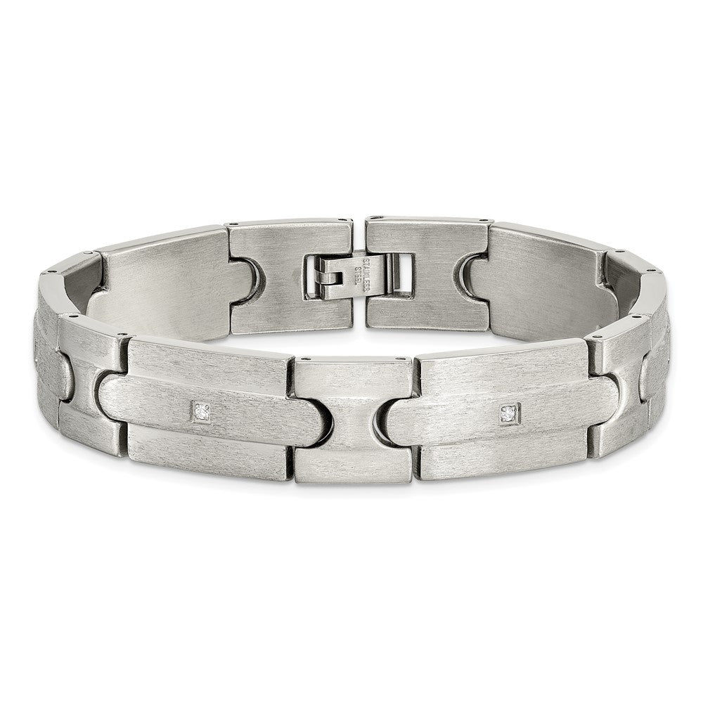 Chisel Stainless Steel Brushed with CZ 8.25 inch Link Bracelet