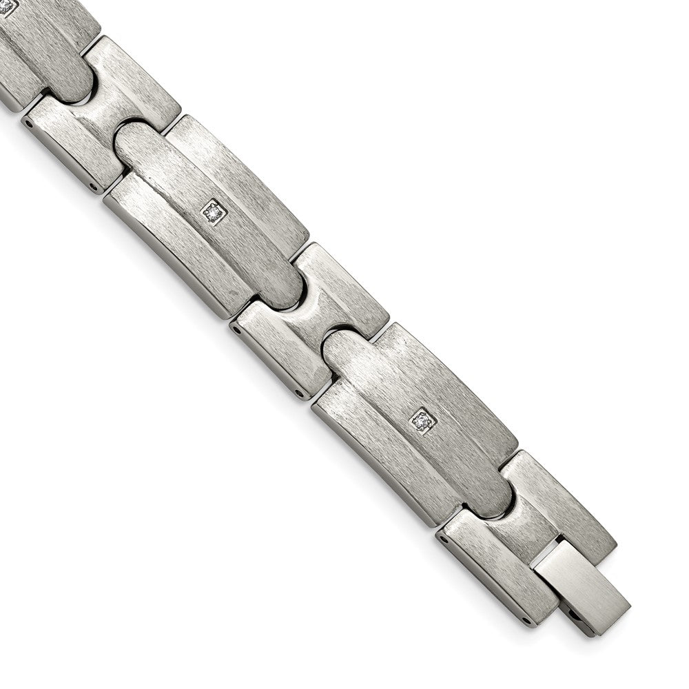 Chisel Stainless Steel Brushed with CZ 8.25 inch Link Bracelet