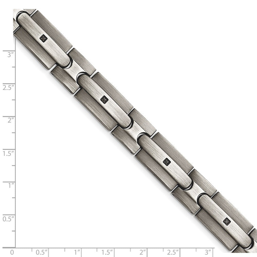 Chisel Stainless Steel Brushed with Black CZ 8.25 inch Link Bracelet