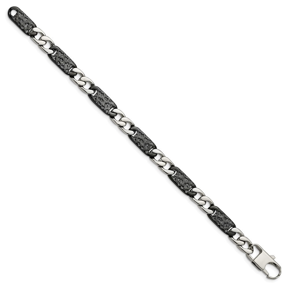 Chisel Stainless Steel Polished Black IP-plated Link 8.5 inch Bracelet