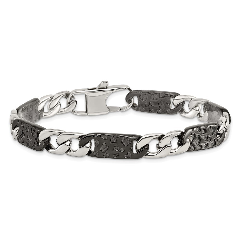 Chisel Stainless Steel Polished Black IP-plated Link 8.5 inch Bracelet