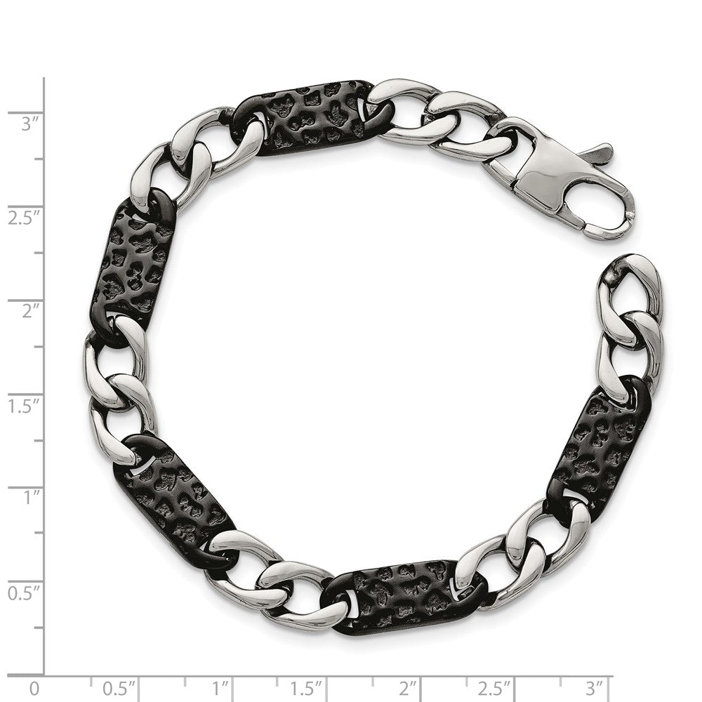 Chisel Stainless Steel Polished Black IP-plated Link 8.5 inch Bracelet