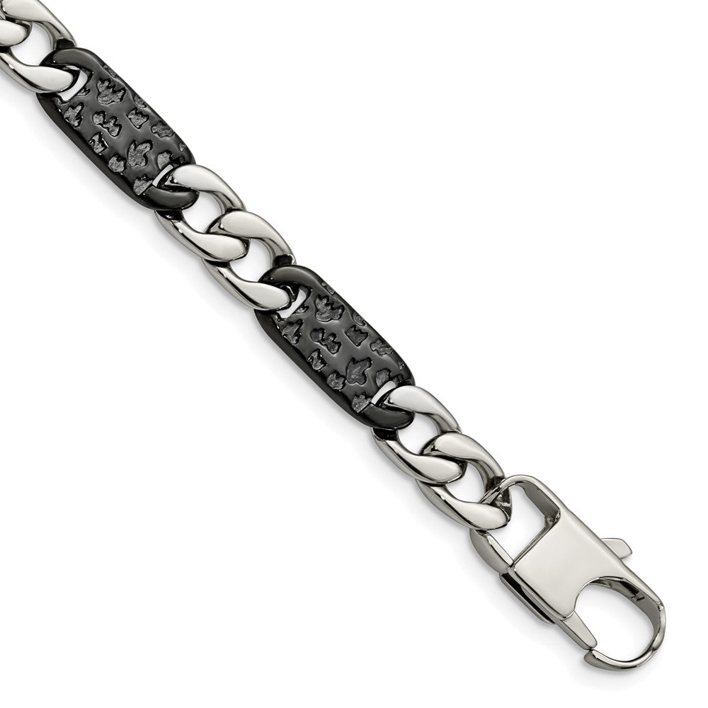 Chisel Stainless Steel Polished Black IP-plated Link 8.5 inch Bracelet