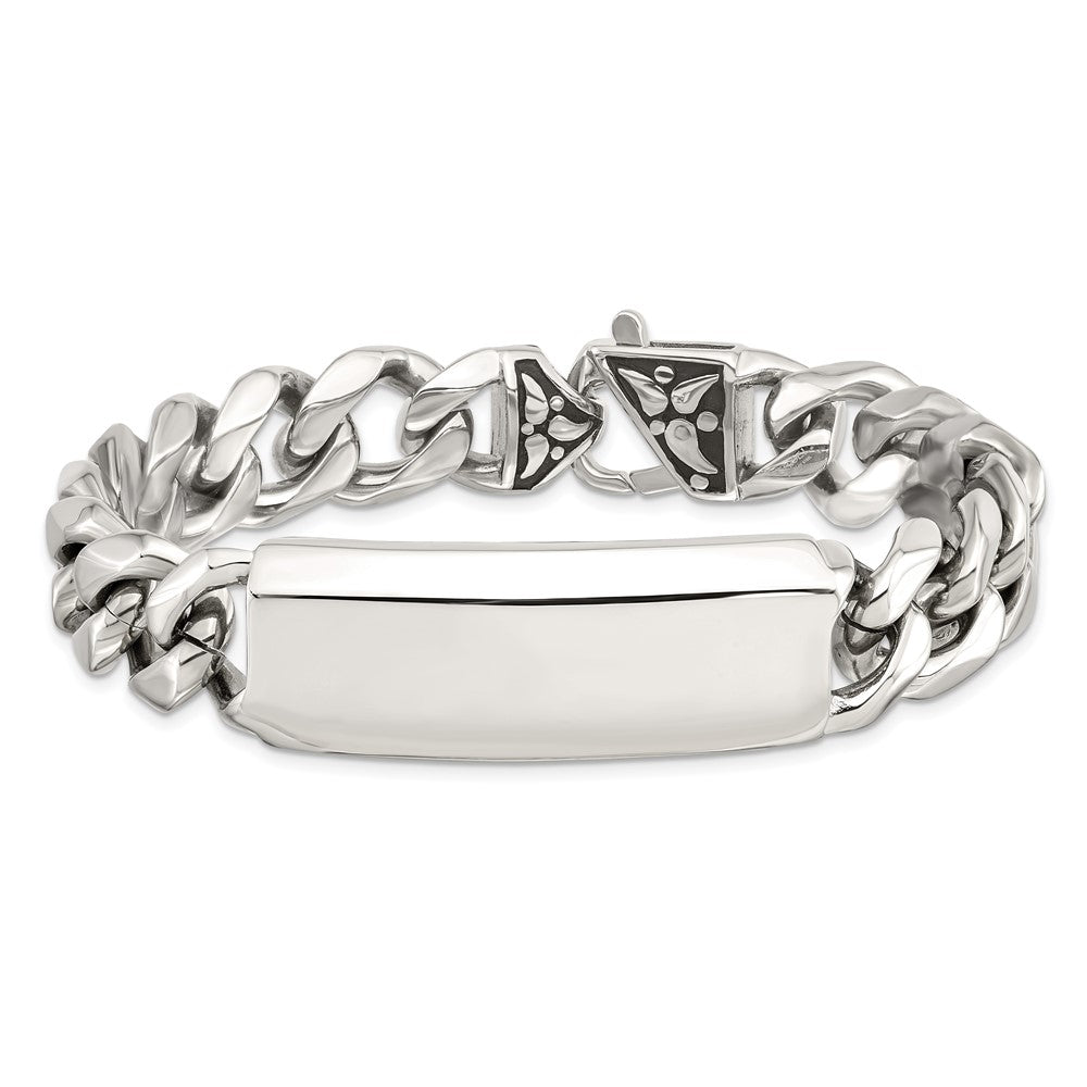 Chisel Stainless Steel Antiqued and Polished Curb Chain 8.75 inch ID Bracelet