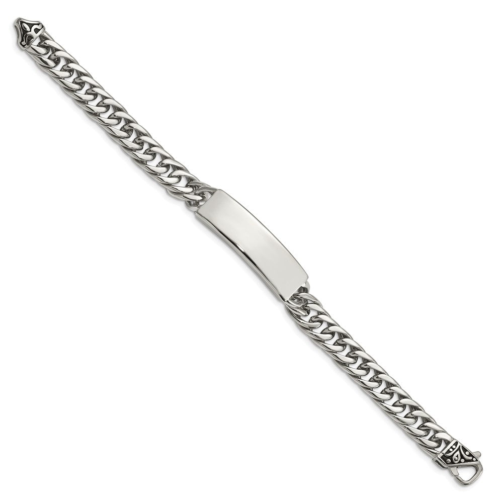 Chisel Stainless Steel Antiqued and Polished Curb Chain 8.5 inch ID Bracelet