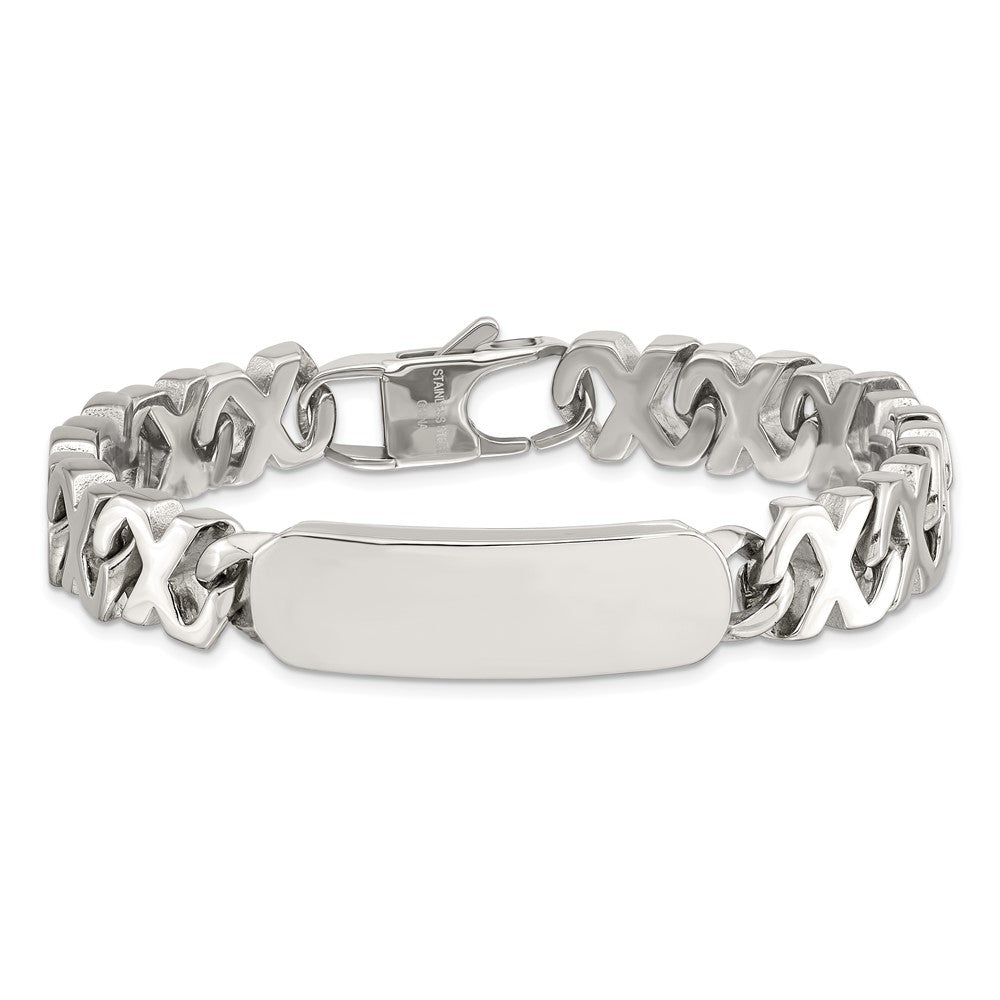 Chisel Stainless Steel Polished X Design Link 8.25 inch ID Bracelet