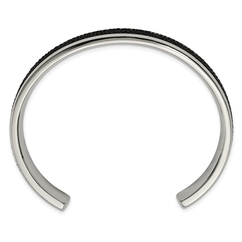 Chisel Stainless Steel Polished with Genuine Stingray Inlay Cuff Bangle