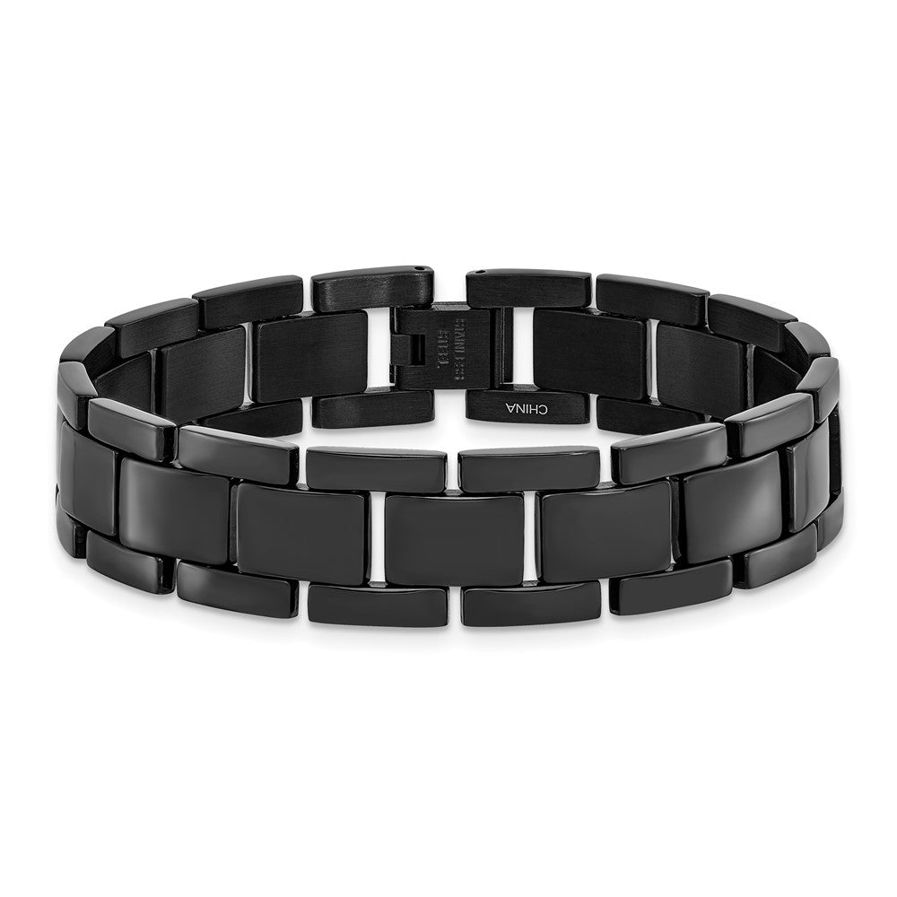 Chisel Stainless Steel Polished Black IP-plated 8.25 inch Link Bracelet