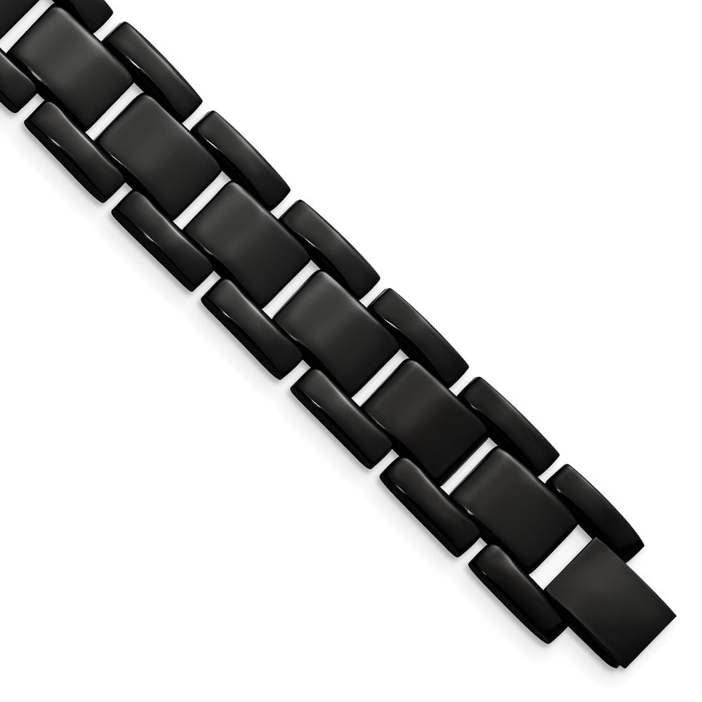 Chisel Stainless Steel Polished Black IP-plated 8.25 inch Link Bracelet