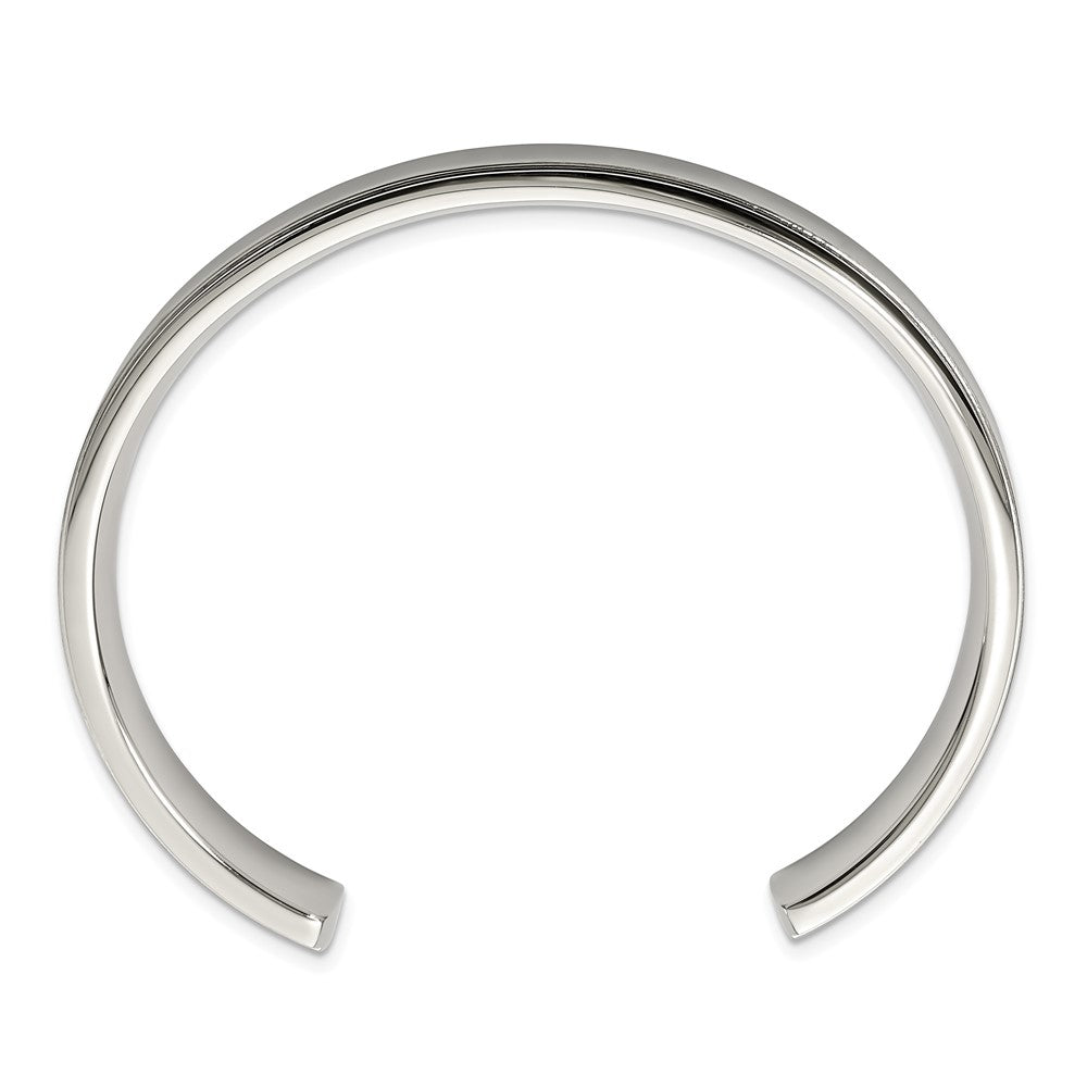 Chisel Stainless Steel Brushed and Polished Ridged Edge 11mm Cuff Bangle