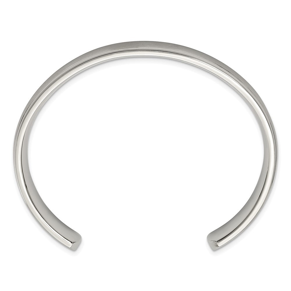 Chisel Stainless Steel Brushed and Polished Ridged Edge 11mm Cuff Bangle