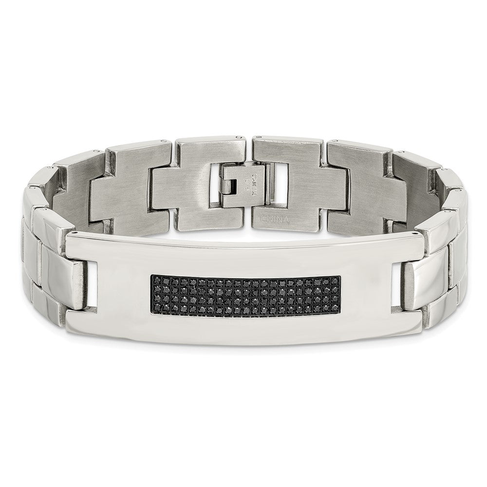 Chisel Stainless Steel Polished with 1/2 carat Diamond 8.25 inch Bracelet