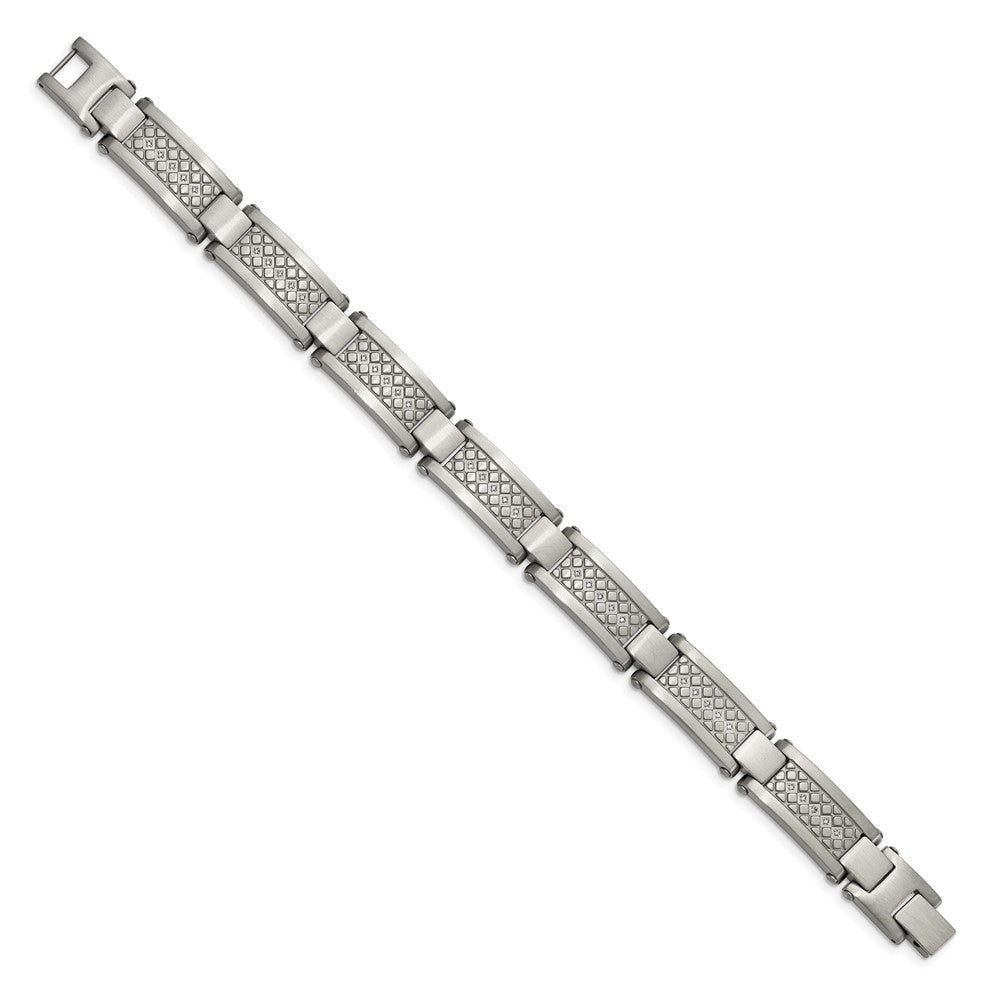 Chisel Stainless Steel Antiqued and Matte with 1/10 carat Diamond 9 inch Bracelet