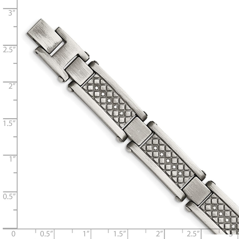 Chisel Stainless Steel Antiqued and Matte with 1/10 carat Diamond 9 inch Bracelet