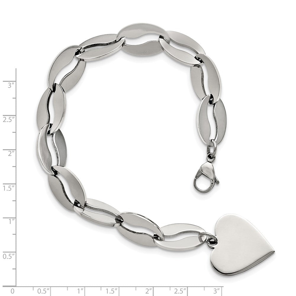 Stainless Steel Polished Heart 8.5in Bracelet