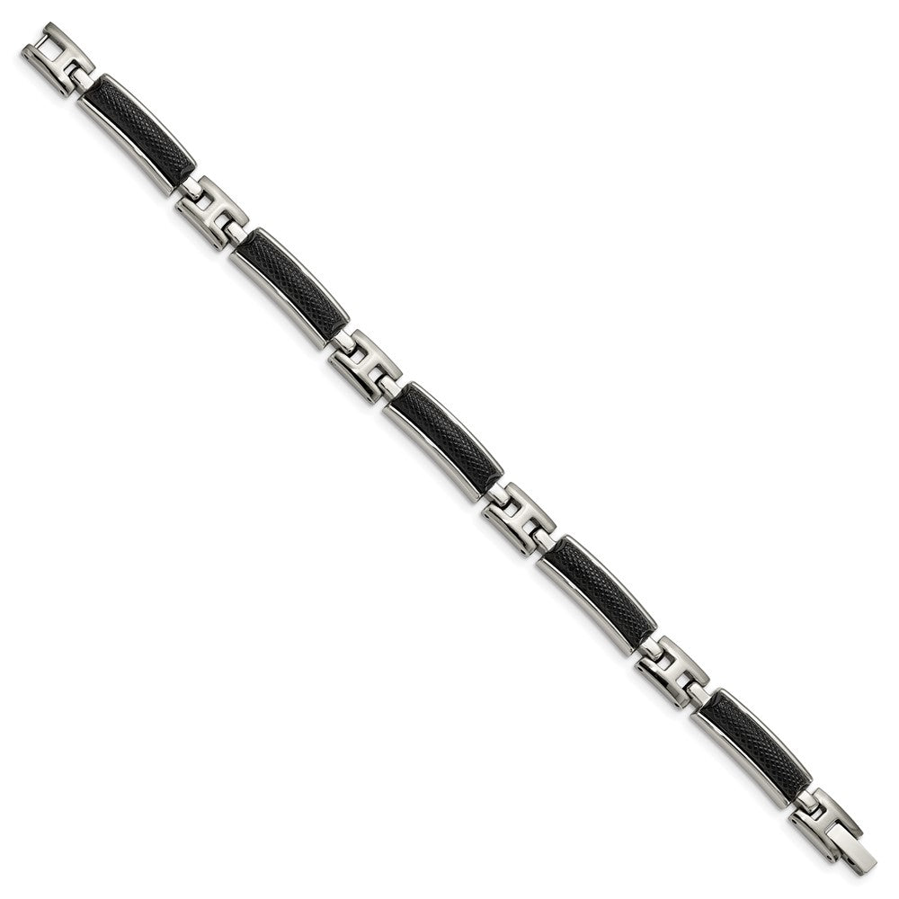 Stainless Steel Polished and Brushed Black IP-plated 8.25in Bracelet