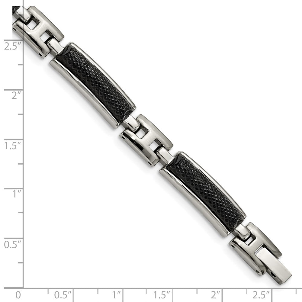 Stainless Steel Polished and Brushed Black IP-plated 8.25in Bracelet